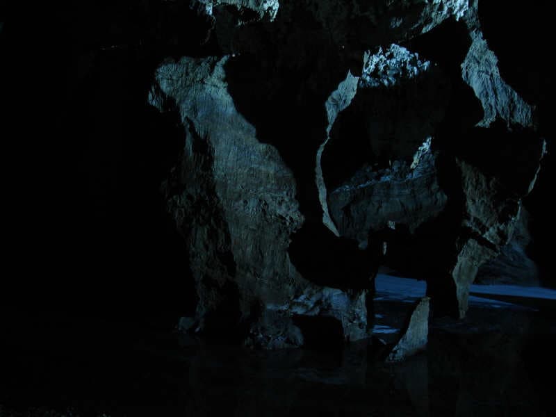 The underground lake inside the Sterkfontein Caves